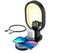 iN 3-in-1 Wireless Charging Station with Night Lamp for Apple Devices | Travel Stand, Fast Charger for iPhone16/15/14/13/12/11 | MagSafe Magnetic Charger for Apple Watch,AirPods,Fast Charge