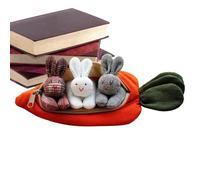 in a Carrot Bag, Filled Carrot Plush - Three Bunnies Easter Doll, Carrot, Holiday Supplies, Easter Decoration, Children's Toy with Zip for Home Travel, Mixed Colour, See Description, See
