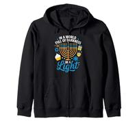 In a World Full of Darkness Be a Light Hanukkah Celebration Zip Hoodie