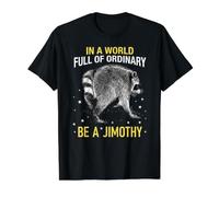 in a World Full of Ordinary Be a Jimothy Raccoon Motivation Value Graphic T-Shirt, Men, Black, L
