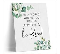 In A World Where You Can Be Anything Be Kind Canvas Wall Art Prints Painting Decor 11×14 Inches,Inspirational Quotes Print Framed Artwork For Bedroom Living Room Home Office