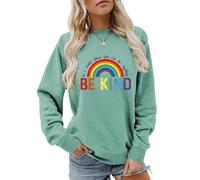 In A World Where You Can Be Anything Be Kind Sweatshirt Women's Long Sleeve Crew Neck Casual Fun Pullover Top Gi(Light Green,XL)