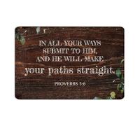 In All Your Ways Submit to Him, And He Will Make Your Paths Straight Metal Sign 8x12 Inch Vintage Home Yard Gate Wall Decor Metal Plaque Wall Art Plaques for Porch