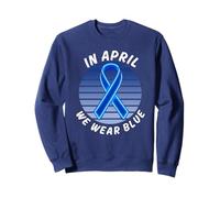 In April We Wear Blue Autism Awareness Month Support Design Sweatshirt