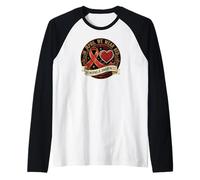 in April We Wear Red Hemophilia Awareness Survivor Warrior Raglan Baseball Tee