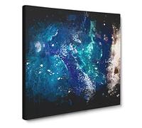 In Awe Of The Ocean Paint Splash Canvas Print | Gallery Wrapped 30mm Frame Wall Art | 14x14 inches | Ready to Hang | Coastal Seascape Picture | Living Room Bedroom Lounge Office