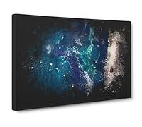 In Awe Of The Ocean Paint Splash Canvas Print | Gallery Wrapped 30mm Frame Wall Art | 30x20 inches | Ready to Hang | Coastal Seascape Picture | Living Room Bedroom Lounge Office