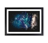 In Awe of The Ocean Paint Splash Framed Print | A2 Black Framed Wall Art | Ready to Hang | Modern Nautical Picture | Living Room Bedroom Lounge Office