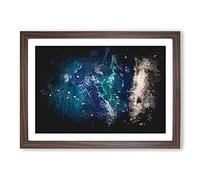 In Awe of The Ocean Paint Splash Framed Print | A2 Walnut Framed Wall Art | Ready to Hang | Modern Nautical Picture | Living Room Bedroom Lounge Office