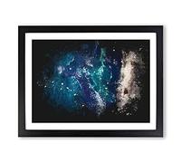 In Awe Of The Ocean Paint Splash Modern Art Framed Print | A2 Black Framed Wall Art | Ready to Hang | Modern Nautical Picture | Living Room Bedroom Lounge Office