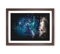 In Awe Of The Ocean Paint Splash Modern Art Framed Print | A3 Walnut Framed Wall Art | Ready to Hang | Modern Nautical Picture | Living Room Bedroom Lounge Office