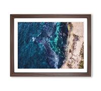 In Awe Of The Ocean Painting Modern Art Framed Print | A2 Walnut Framed Wall Art | Ready to Hang | Modern Nautical Picture | Living Room Bedroom Lounge Office