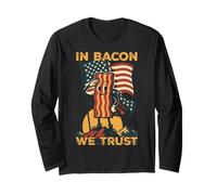 In Bacon We Trust Patriotic Saluting Bacon USA Flag Funny Long Sleeve T-Shirt