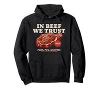 In Beef We Trust BBQ Steak Grill Master Funny Keto Carnivore Pullover Hoodie