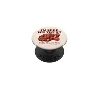 In Beef We Trust Funny BBQ Dad Joke Grill Steak Carnivore PopSockets Adhesive PopGrip