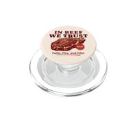 In Beef We Trust Funny BBQ Dad Joke Grill Steak Carnivore PopSockets PopGrip for MagSafe