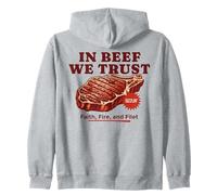 In Beef We Trust Funny BBQ Dad Joke Grill Steak Carnivore Zip Hoodie