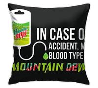 in Case of Accident My Blood Type is Mountain Dew Soft Pillowcases Luxury Breathable Cushion Cover Throw Pillow Case 18x18 inchs