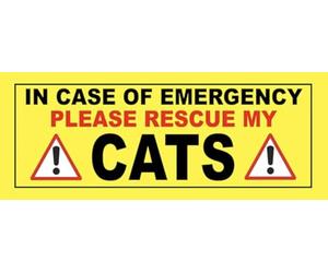 In Case of Emergency Please Rescue My Cats Sign Notice Warning Sign Self Adhesive Gloss Sticker 320mm x 125mm