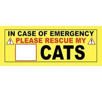 In Case of Emergency Rescue My Cats Fill In Number Warning Sign Self Adhesive Gloss Sticker 320mm x 125mm