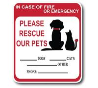in Case of Fire Or Emergency Please Rescue Our Pets 5 Inch Front Door Window Alarm Alert Animal Pet Dog Cat Kitten Bird Rabbit Rescue House Home RV Safety CS1414-2PK
