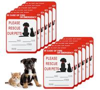 In Case Of Fire Or Emergency Please Rescue Our Pets Stickers, 12PCS Pet Rescue Sticker, Pet Alert Safety Sticker for Dog, Cat, Kitten, Bird, Rabbit, Emergency Pets Window Decal for Home, Car, RV, Door