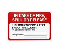 In Case Of Fire Spill Or Release Use Emergency Pump Shutoff Report The Accident Metal Warning Sign, Caution Security Poster for Road Street Home Business Wall Decor 12×8 Inches