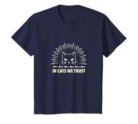 in Cats We Trust: Feline Faith Graphic T-Shirt, Kids, Navy, 12 Years