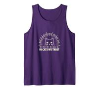 in Cats We Trust: Feline Faith Graphic Tank Top, Men, Purple, XXL