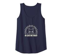 in Cats We Trust: Feline Faith Graphic Tank Top, Women, Navy, XXL