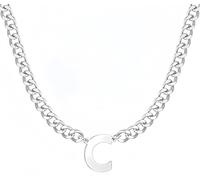 IN Chenthy Initial Cuba 18+2 Inch Silver Chain Necklace Hip Hop Stainless Steel Letter Pendant Necklace for Men, 18+2 inches, Stainless Steel, No Gemstone