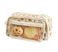 IN Chenthy Travel Makeup Bag, Nine-Layer Large-Capacity Kawaii Capybara Cosmetic Bag Kit, Plush Doll+20 Stickers+2 Brooches+Sticky Notes+Pendant, Toiletry Bag Office Stationery Storage Bag, White