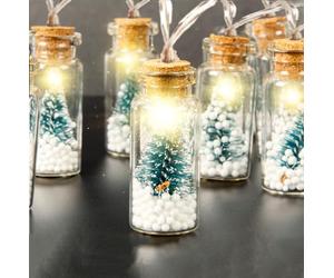 iN Christmas Decorations Fairy Lights - Unique Design - Xmas Decorative String Light - 10 Real Glass Bottle Lights for Christmas Decorations - Battery Decorative Light for Indoor Outdoor Lighting