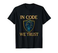 in Code We Trust Binary Shield Knight Design T-Shirt