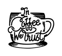 in Coffee we Trust Coffee Typography Quote Design Vinyl Wall Decals 42x47.5cm Equipped with Transfer Film kit Black