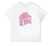 in Dolly We Trust Mens T Shirt Nashville Parton Country Music Cowgirl Pink Hat Tee Size L