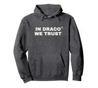 in Draco We Trust | Bold Statement Pullover Hoodie, Adult Unisex, Dark Heather Grey, Medium