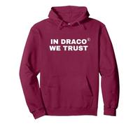 in Draco We Trust | Bold Statement Streetwear Pullover Hoodie, Adult Unisex, Burgundy, Medium
