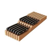 In-Drawer Knife Block Organizer - Bamboo Wood Drawer Knife Organizer-Protecting Knife Organizer Block (Not Included) (Natural, 13 Knives Dock)