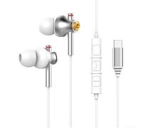 In Ear Headphones with USB-C Interface and Microphone for HiFi Sound Performance and Operational Convenience (Type-C White)
