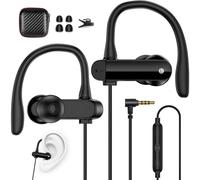 In Ear Headphones with Wired Jack 3.5 mm Hook Sport Headset Microphone and Volume Control Stereo HiFi Noise Cancellation 1.8 m Earphones for Samsung for iPhone MP4 Gaming Office Music Radio Black