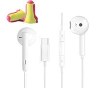 In Ear Wired Headphones with 3.5mm Jack, HiFi Stereo Noise Isolating Headset With Microphone Volume Control Compatible with Sam-sung Android Tablets laptops and More devices (USB C + EarPlugs)