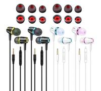 In-Ear Wired Noise Cancelling Headphones, 4 Pairs Wired Earphones with Volume Control, Noise Isolating, Deep Bass Earbuds with 6 Pairs Replacement Earplugs Compatible With iPhone iPad Smartphones Lap