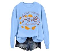 In Every Season Jesus Is The Reason Sweatshirt Fall Christian Jesus Is The Reason For The Season Shirt Sky Blue