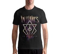 in Flames Band T Shirt Mens Fashion Shirt Cotton Tee Shirts Short Sleeve Black M