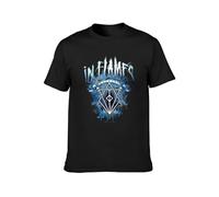 in Flames Battles Crest Tour Unisex T-Shirt Printed Tee Graphic Top Men Shirt Black XXL