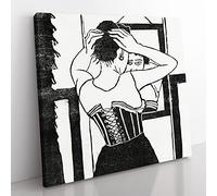 In Front Of The Mirror by Samuel de Mesquita Classic Painting Canvas Wall Art Print Ready to Hang, Framed Picture for Living Room Bedroom Home Office Décor, 35x35 cm (14x14 Inch)