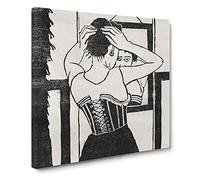 In Front Of The Mirror by Samuel de Mesquita Classic Painting Canvas Wall Art Print Ready to Hang, Framed Picture for Living Room Bedroom Home Office Décor, 20x20 Inch (50x50 cm)