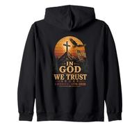 In God We Trust America Eagle Cross 1776 2026 Zip Hoodie
