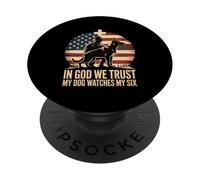In God We Trust My Dog Watches My Six American Flag PopSockets Adhesive PopGrip